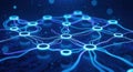 Abstract neural network visualization futuristic blue glow technology data science connection concept Royalty Free Stock Photo