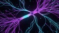 Abstract Neuron Network with Glowing Purple and Blue Axons science biology Royalty Free Stock Photo