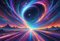 Abstract new age space background - intergalactic highway, space travel Royalty Free Stock Photo