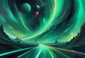 Abstract new age space background - intergalactic highway, space travel Royalty Free Stock Photo
