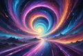 Abstract new age space background - intergalactic highway, space travel Royalty Free Stock Photo