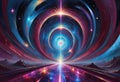 Abstract new age space background - intergalactic highway, space travel Royalty Free Stock Photo