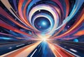 Abstract new age space background - intergalactic highway, space travel Royalty Free Stock Photo