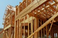 Abstract of New Home Construction Site Framing. Royalty Free Stock Photo