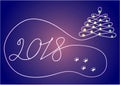 Abstract New Year background drawn by one line