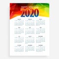Abstract new year calendar for 2020 layour design Royalty Free Stock Photo