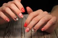 Abstract New Year design on women& x27;s nails