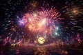 Abstract New Years fireworks display in a Royalty Free Stock Photo