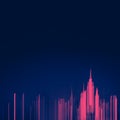Abstract New York City skyline lights in pink streaked across an empty blue night sky Royalty Free Stock Photo