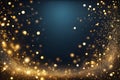 Abstract night bokeh background with glitter and twinkling lights with gold dust.