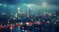 Abstract night city lights bokeh defocused background. Royalty Free Stock Photo