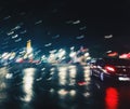 Abstract night city scene in Paris, France, motion blurred lights Royalty Free Stock Photo