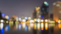 Abstract, night cityscape light blur bokeh, defocused background. Royalty Free Stock Photo