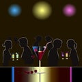 Abstract night club scene with martini glass and couples of people Royalty Free Stock Photo