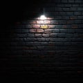Abstract night lighting casts a captivating glow on a dark brick wall