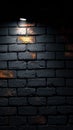 Abstract night lighting casts a captivating glow on a dark brick wall