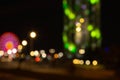 Abstract night lights background. Night city street lights colorful bokeh close up, darkness concept. Blurred lights at night. Royalty Free Stock Photo