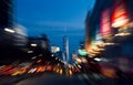 Abstract night lights of a busy street scene in Manhattan New Yo Royalty Free Stock Photo