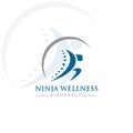 Ninja wellness chiropractic logo, creative abstract run vector