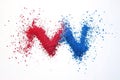 Abstract Nitrogen Trioxide Molecule: Red and Blue Particle Design, Science, Technology, Chemistry, Innovation, Digital
