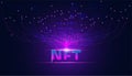 Abstract NTF Digital Image Concept Irreplaceable Token The only original art in the system. On a modern purple and blue background Royalty Free Stock Photo