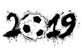 Abstract number 2019 and a soccer ball from blots