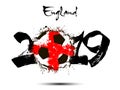 2019 New Year and a soccer ball as flag England