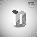 Abstract number zero three dimensional surface, template vector