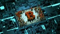 Abstract numbers Random motion in the form of coins bitcoin