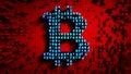 Abstract numbers Random motion in the form of coins bitcoin, Red color