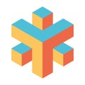 Abstract object of cubes. Retro colored. Isometric 3D vector object Royalty Free Stock Photo