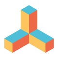 Abstract object of cubes. Retro colored. Isometric 3D vector object Royalty Free Stock Photo