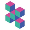 Abstract object of cubes. Retro colored. Isometric 3D vector object Royalty Free Stock Photo