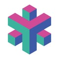 Abstract object of cubes. Retro colored. Isometric 3D vector object Royalty Free Stock Photo