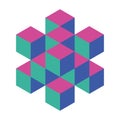 Abstract object of cubes. Retro colored. Isometric 3D vector object Royalty Free Stock Photo