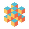 Abstract object of cubes. Retro colored. Isometric 3D vector object Royalty Free Stock Photo