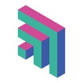 Abstract object of cubes. Retro colored. Isometric 3D vector object Royalty Free Stock Photo