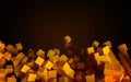 Abstract objects as falling cubes on the dark background. Royalty Free Stock Photo