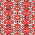 Abstract objects on a red background in retro style grunge effect seamless pattern Royalty Free Stock Photo