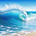 Abstract ocean beach paint Creative abstract water blue sea wave painted Modern