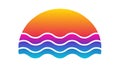 Abstract Ocean Waves Horizon Vector Illustration, Gradient Sunset, vector design Generative AI Royalty Free Stock Photo