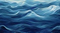 Abstract Ocean Waves Pattern, Fluid Blue and White Layers Creating a Dynamic and Serene Design. Generative AI