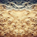 Abstract Ocean Waves and Sand Dunes Vector Illustration, AI Generated Royalty Free Stock Photo