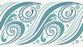 Abstract Ocean Waves and Swirls Pattern, vector design Generative AI Royalty Free Stock Photo