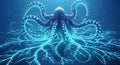 Abstract Octopus with Glowing Tentacles Royalty Free Stock Photo