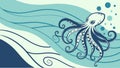 Abstract Octopus Marine Life, Dynamic Underwater Creature Vector Art, vector design Generative AI Royalty Free Stock Photo
