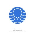 Abstract octopus white outline on blue background Royalty Free Stock Photo