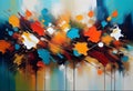 Abstract oil painting. Art painting, wall art, modern artwork, paint blobs, paint strokes, knife painting