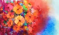 Abstract Oil painting a bouquet of gerbera flowers Royalty Free Stock Photo