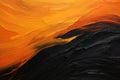 abstract oil painting on canvas, black and orange acrylic wave texture background, rough brushstrokes of paint Royalty Free Stock Photo